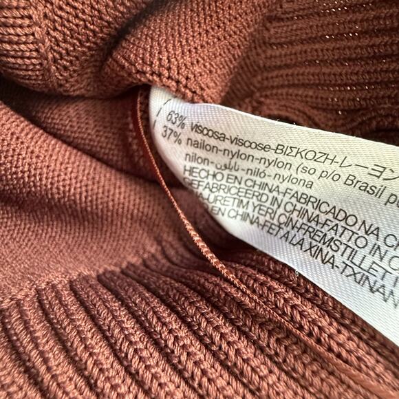 Zara Ribbed Knit Corset Tank Brown Sleeveless Cropped Bustier Style Size M - Picture 4 of 5